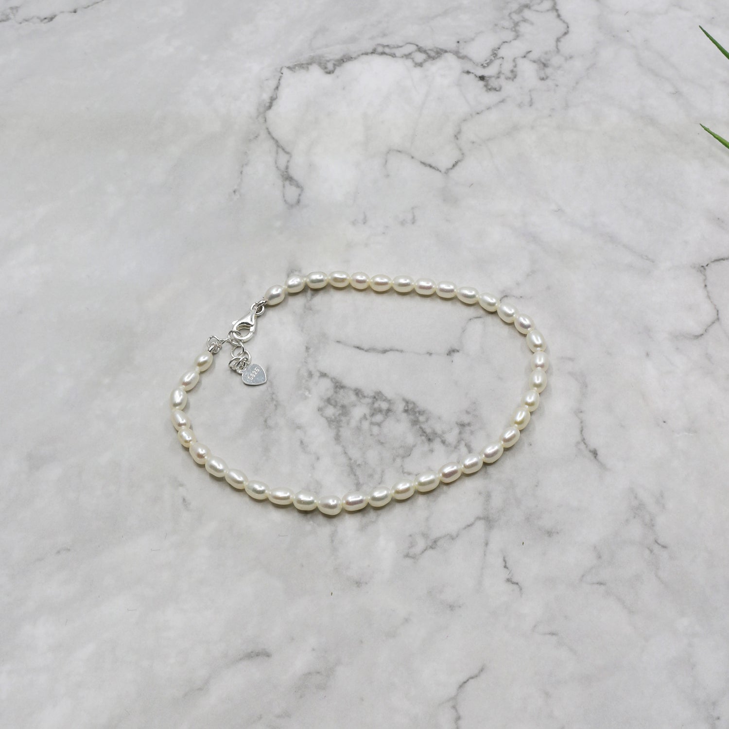 Silver freshwater pearl strand bracelet