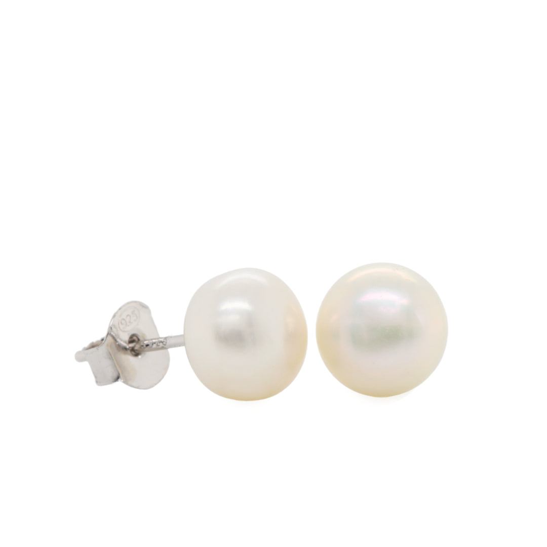 Silver freshwater pearl stud earrings
