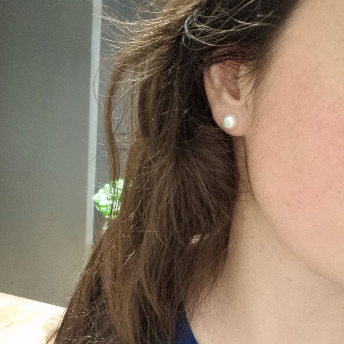 Silver freshwater pearl stud earrings