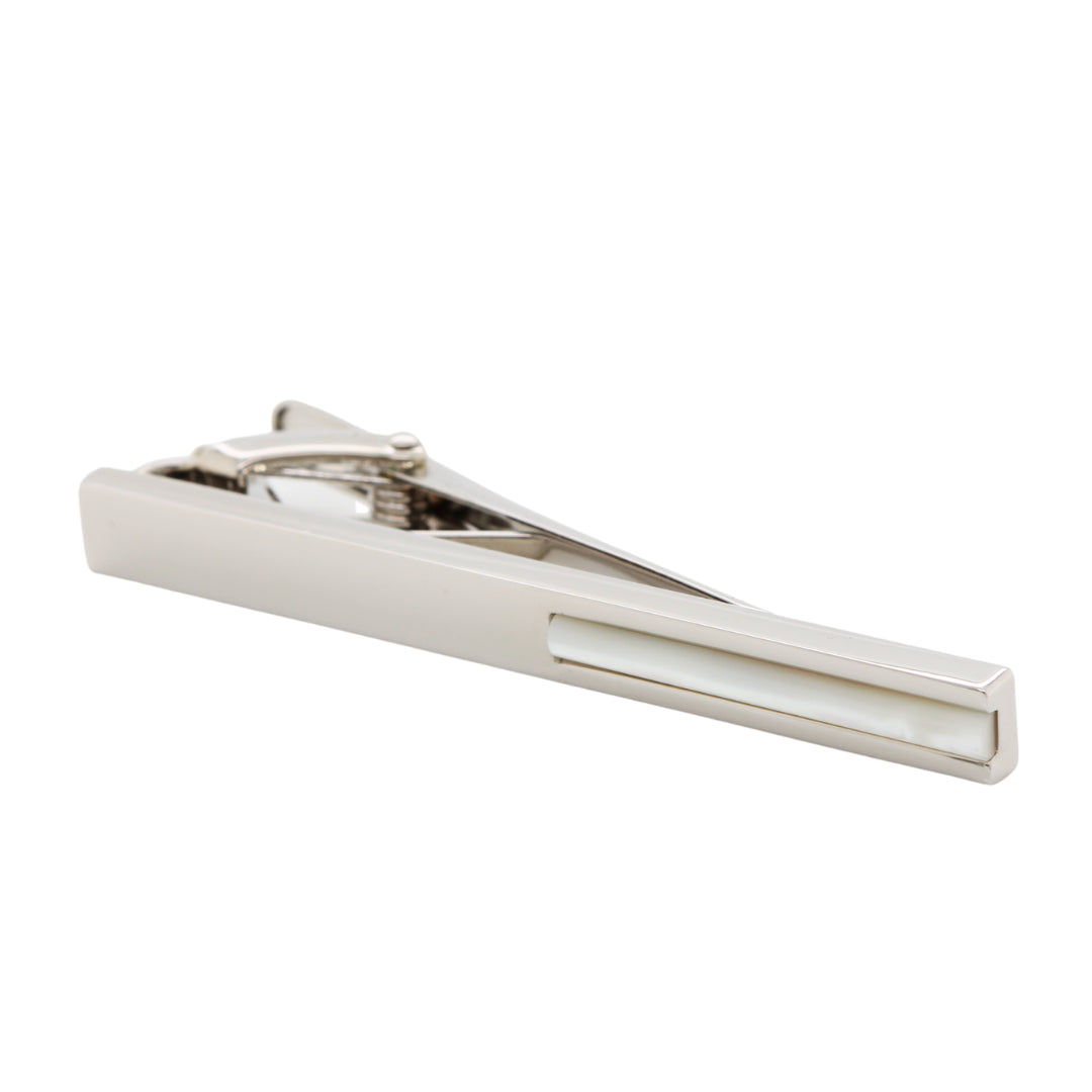 Silver toned metal tie clip