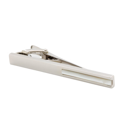 Silver toned metal tie clip